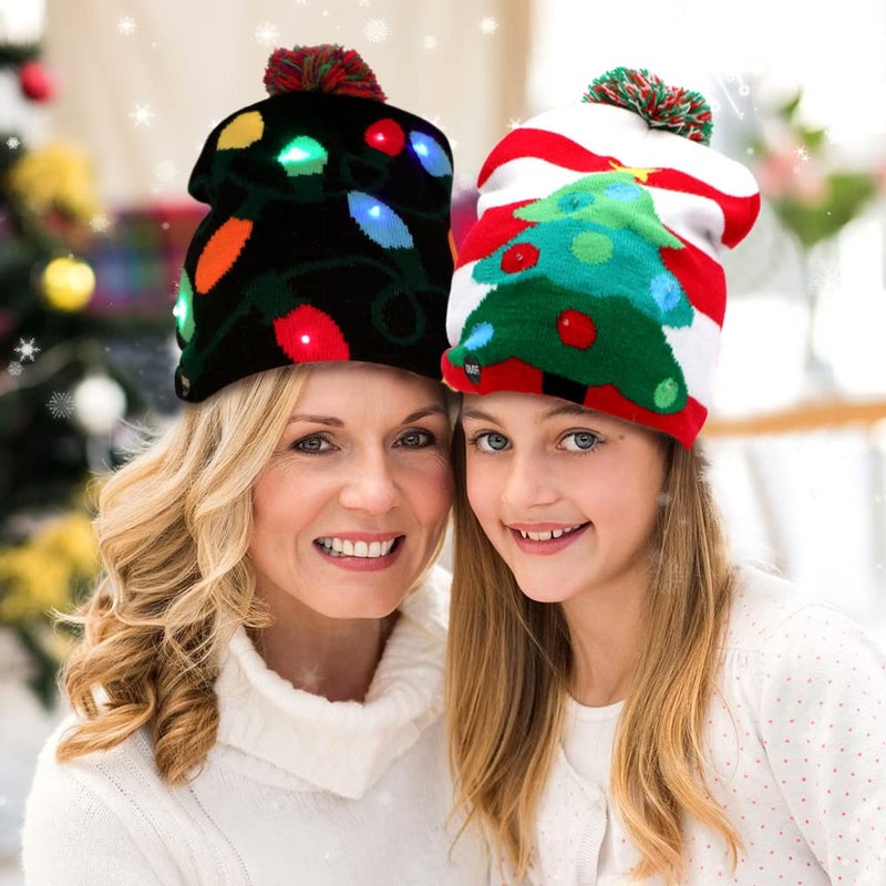 OurWarm LED Christmas Beanie Light up Christmas Hats, Knit Hats with 6 Colorful LED Lights, Unisex Winter Snow Hat Sweater Ugly Holiday Hat Party Beanie Cap Red - Image 5